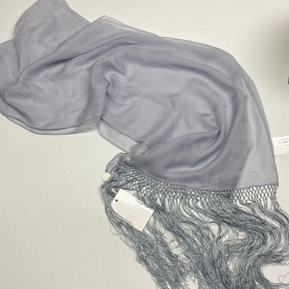NWT STILLS GRYishBLU Sheer Silk Scarf, *P1058